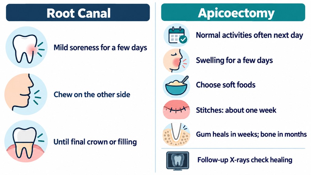 Recovery After Apicoectomy vs. Root Canal