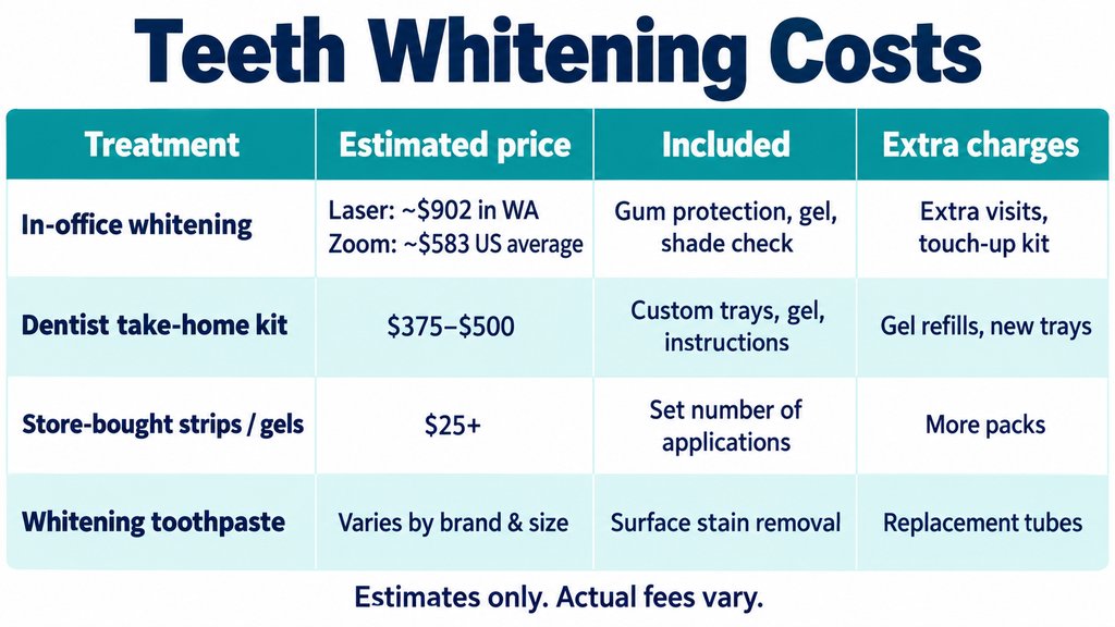 how much does teeth whitening cost at the dentist